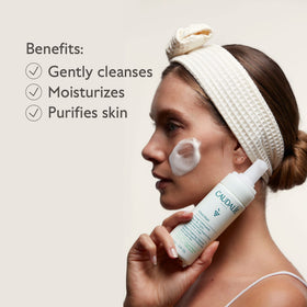 Caudalie bottle backside showing instructions and proper use benefit