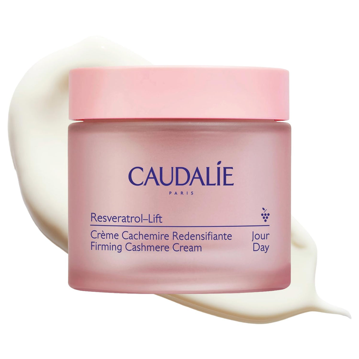 Caudalie front jar of Cashmere Cream showing elegant packaging and visible brand benefit