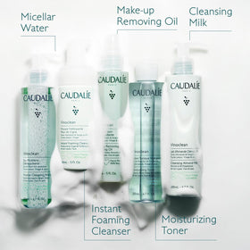 Caudalie cleansing milk on cotton pad demonstrating easy makeup removal