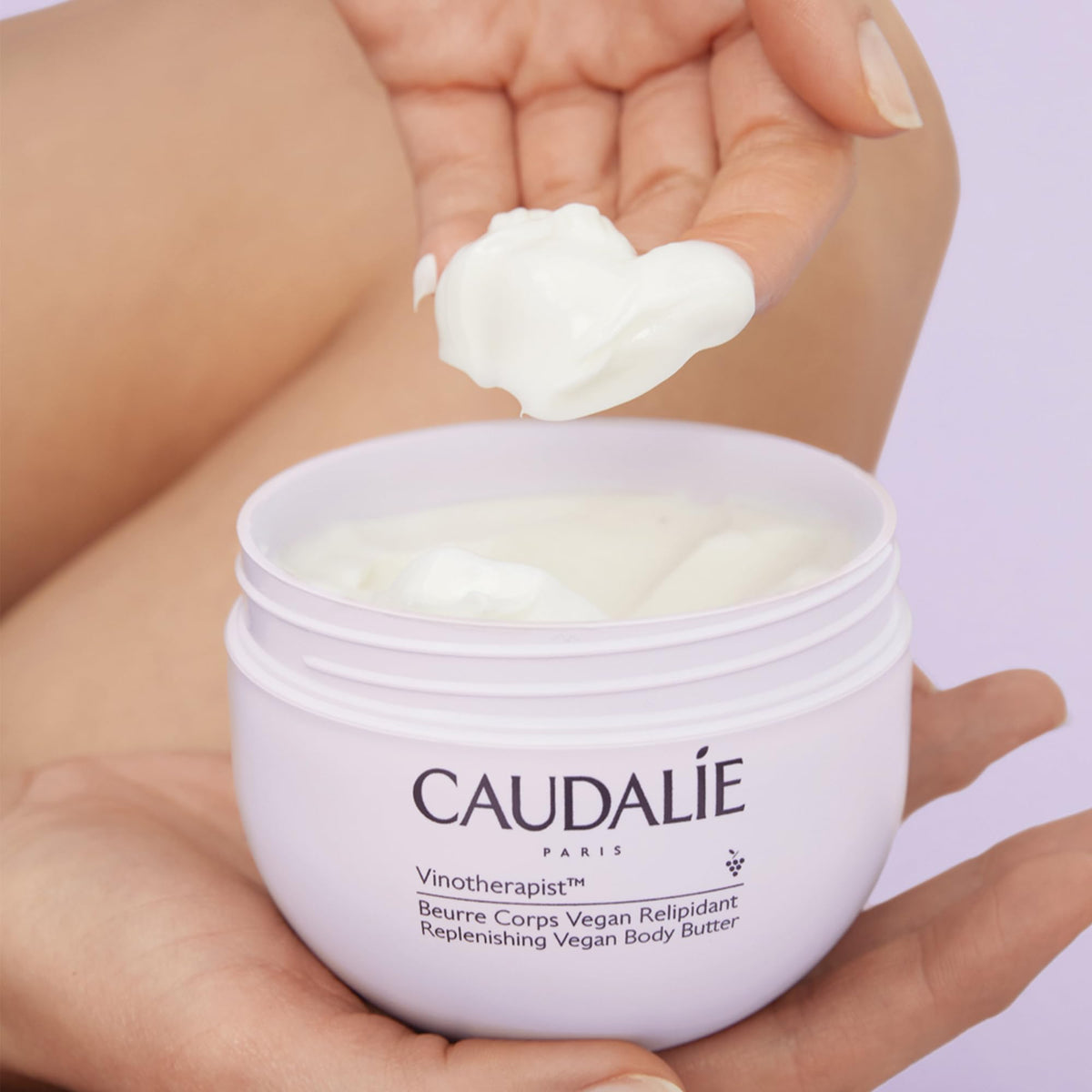 Targeted application on elbow and knee, Caudalie nourishes rough, very dry areas