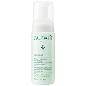 Caudalie foaming cleanser front pump showing easy dispense benefit