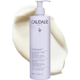 Caudalie bottle front view showing 400 mL packaging and clear product branding for reassurance