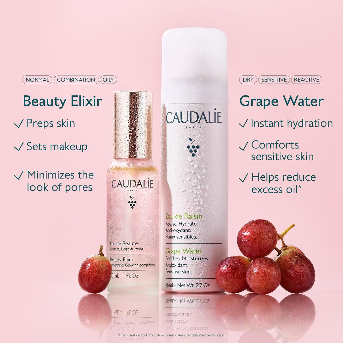 Caudalie spray used after exercise providing cooling, soothing refreshment