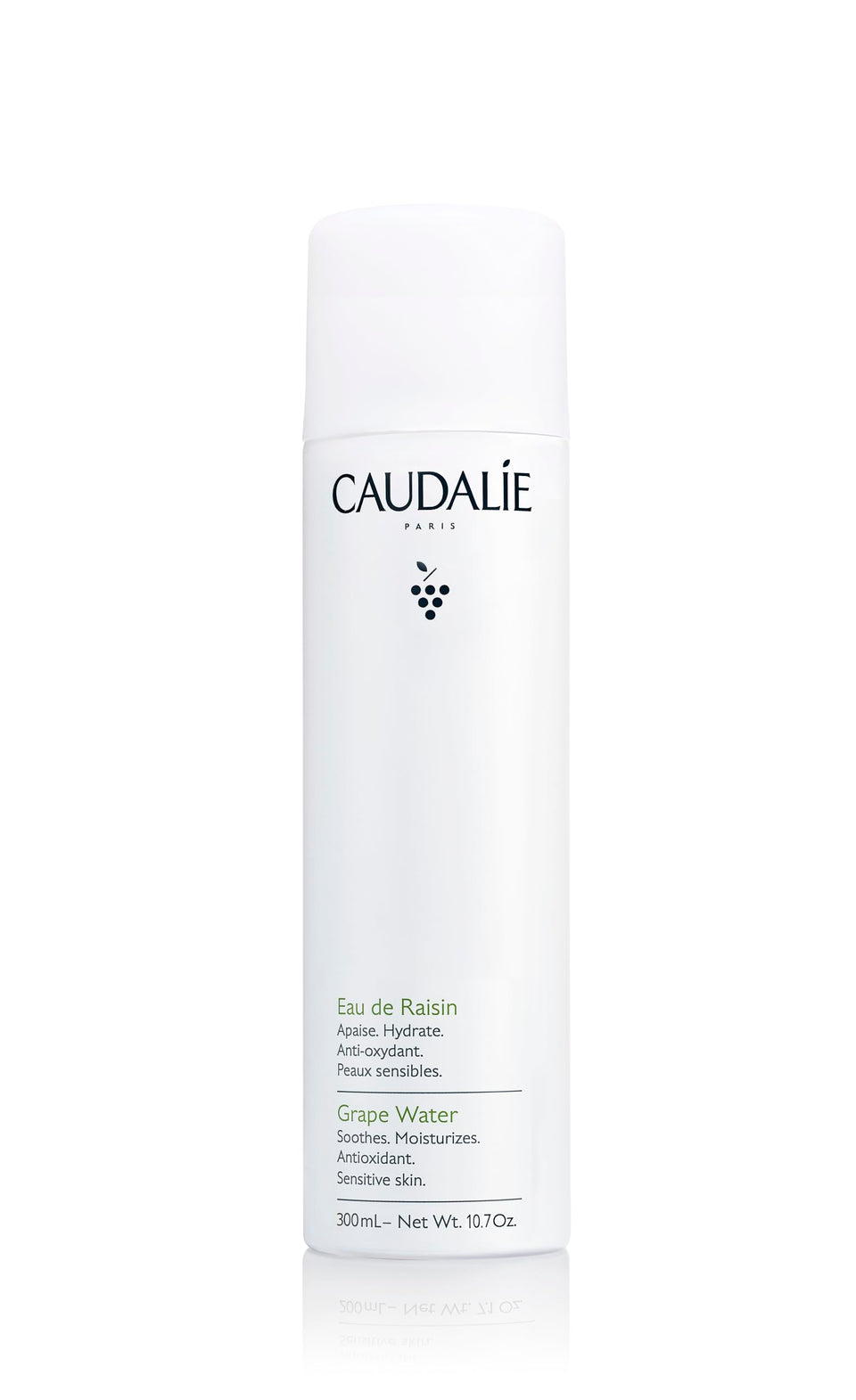 Caudalie front packaging showing 300 mL bottle and hydration benefit