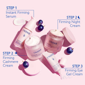 Caudalie ingredient focus on resveratrol and hyaluronic acid showing firming support benefit