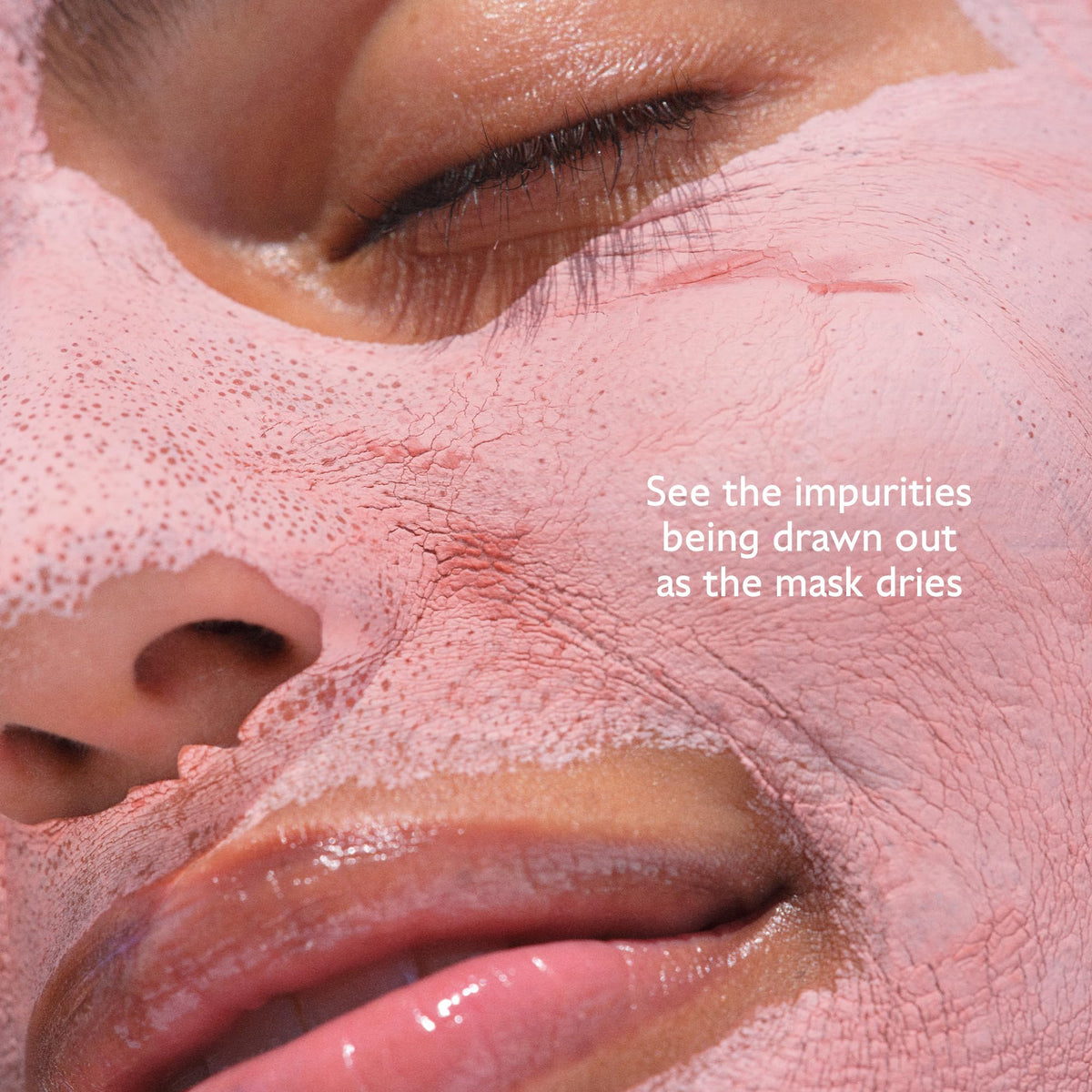 Close-up of pink clay ingredient highlighting Caudalie purifying benefits