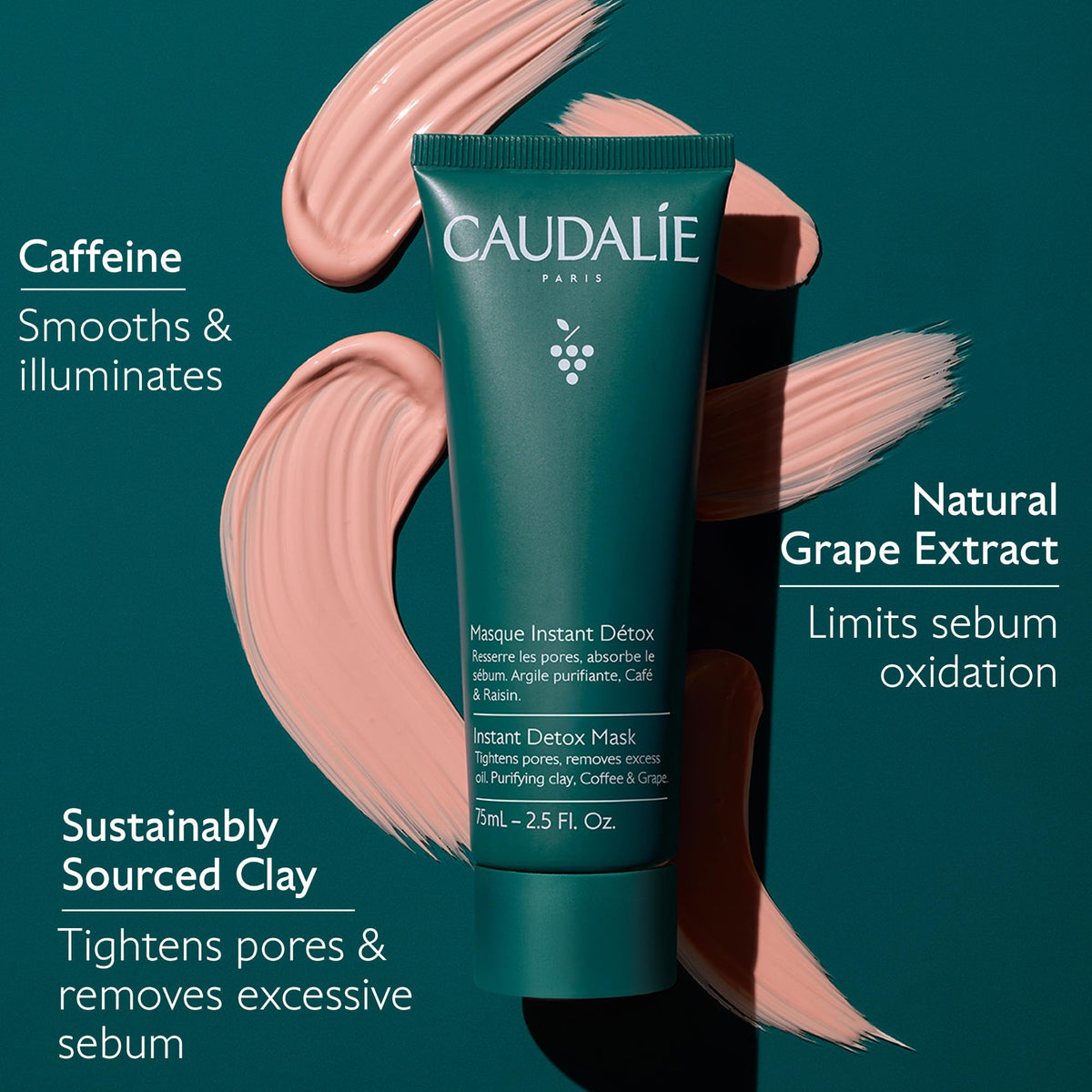 Caudalie being rinsed to show easy removal and refreshed skin result