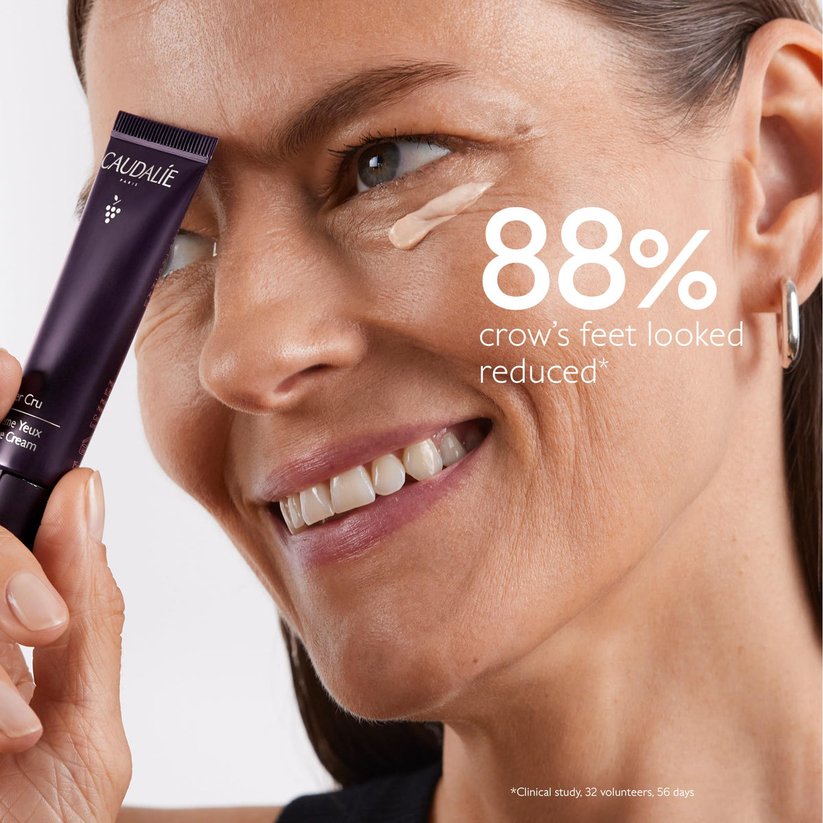Caudalie jar label and ingredient list highlighting longevity patent benefit