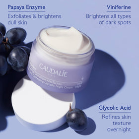 Caudalie jar label detail showing active ingredients for even skin tone