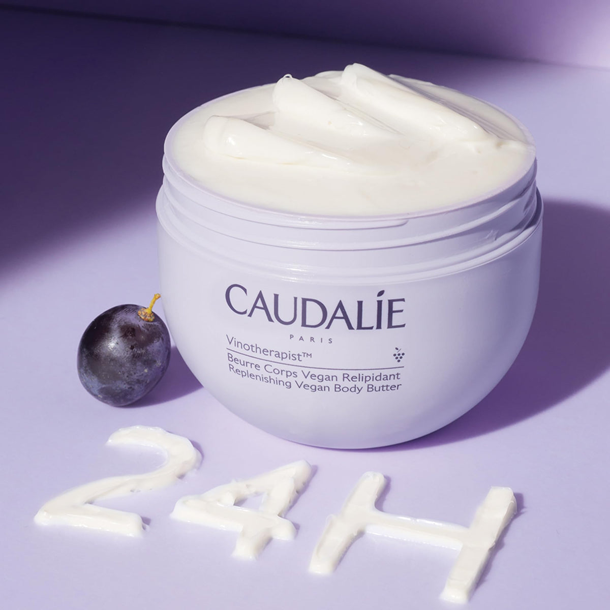 Close-up of Caudalie product label and claims, reassures key ingredient benefits