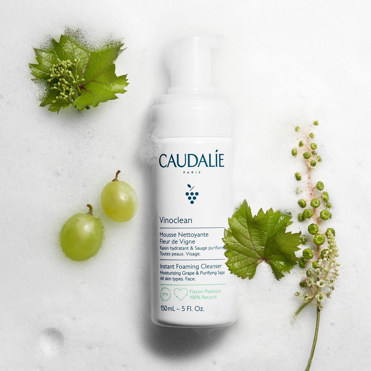 Caudalie label closeup showing ingredients and clarity benefit