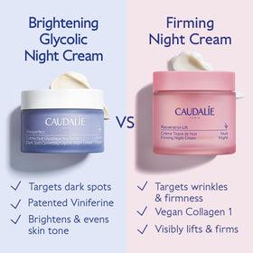 Caudalie cream staged on bathroom shelf conveying nightly routine benefit