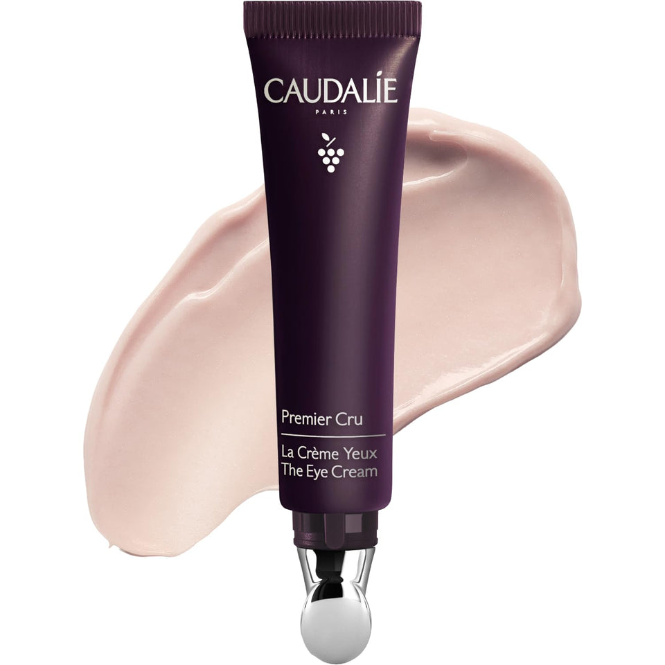 Caudalie Premier Cru eye cream front view showing elegant packaging and benefits