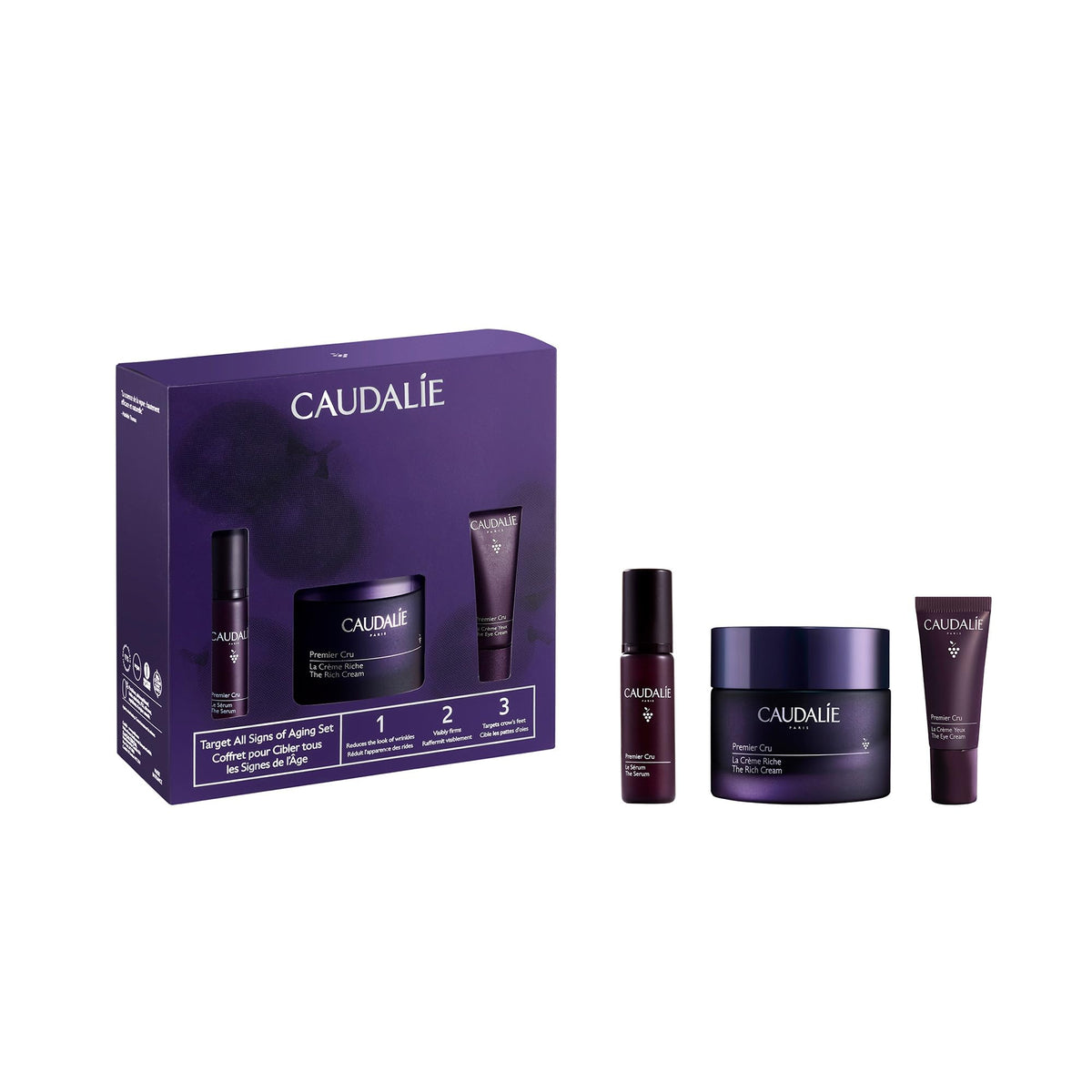 Caudalie Premier Cru Rich Cream front packaging showing premium jar and benefits