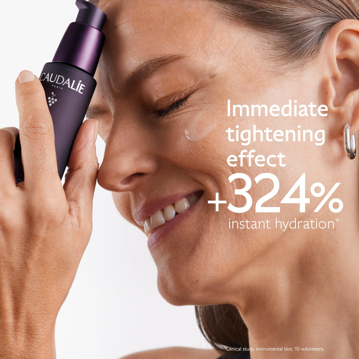 Caudalie premier cru serum texture close-up showing lightweight, fast-absorbing gel