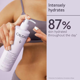 Caudalie pump dispenser close-up highlighting easy, controlled product dispensing benefit