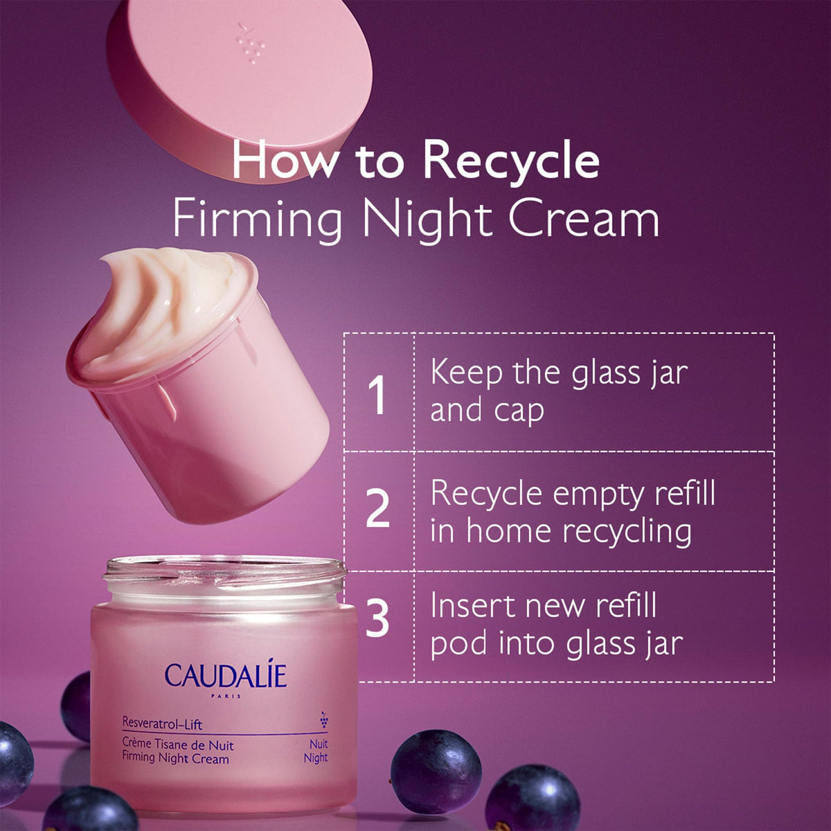 Caudalie product applied to hand representing nightly firming routine