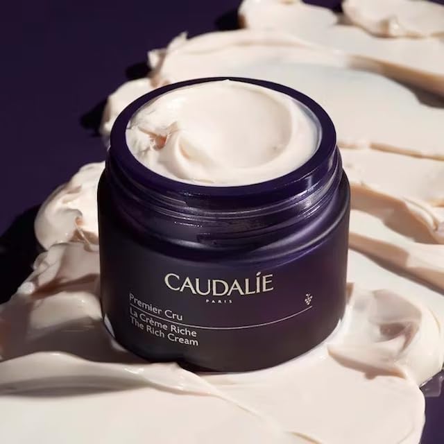 Caudalie rich cream texture close-up illustrating thick emollient and barrier support