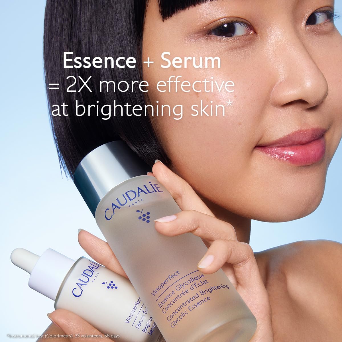 Caudalie 100 mL bottle in hand illustrating scale and travel convenience