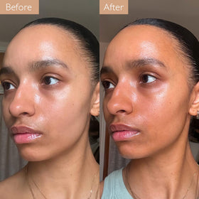 Caudalie application on model neck demonstrating even blending and seamless color benefit