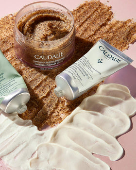Caudalie bottle scale next to common item showing 75 mL size for portion clarity benefit