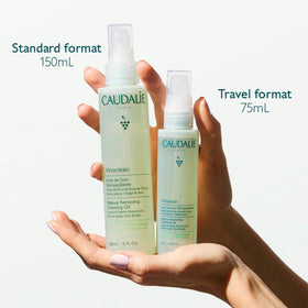 Caudalie oil emulsified to milky cleanser rinses away easily