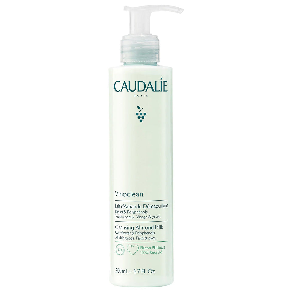 Caudalie front packaging showing Vinoclean almond milk, soothing and nourishing