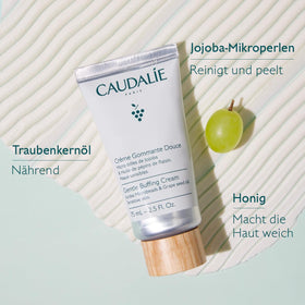 Caudalie product in hand demonstrating application and soft massage benefit