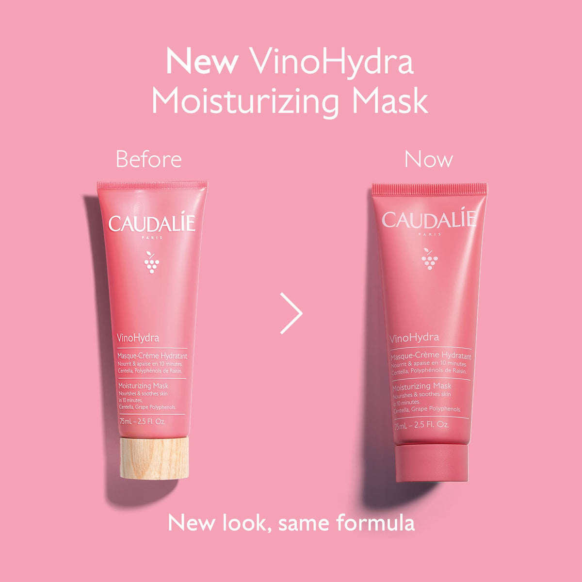 Caudalie mask being applied to face demonstrating quick use