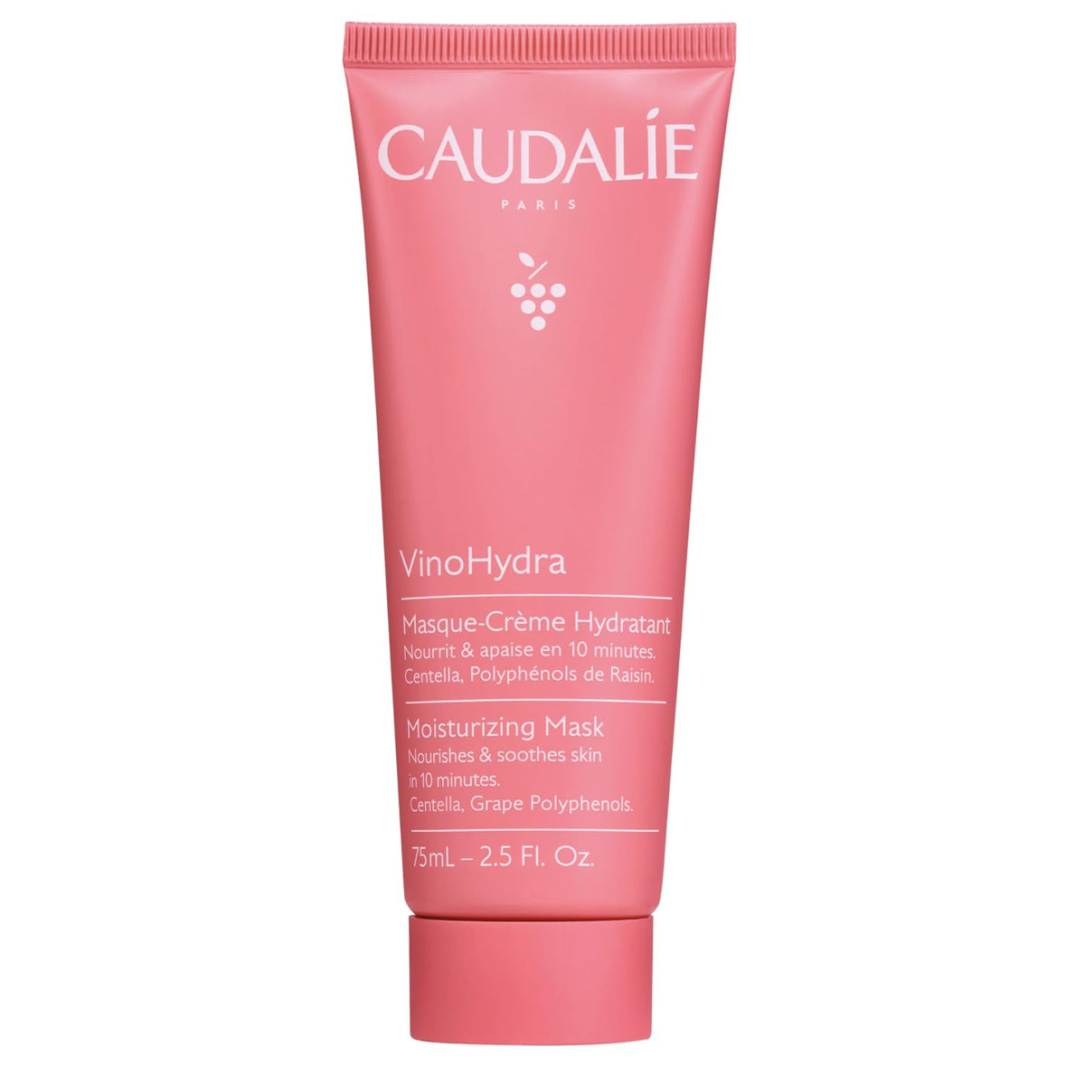 Caudalie front packaging showing VinoHydra mask and clear benefit