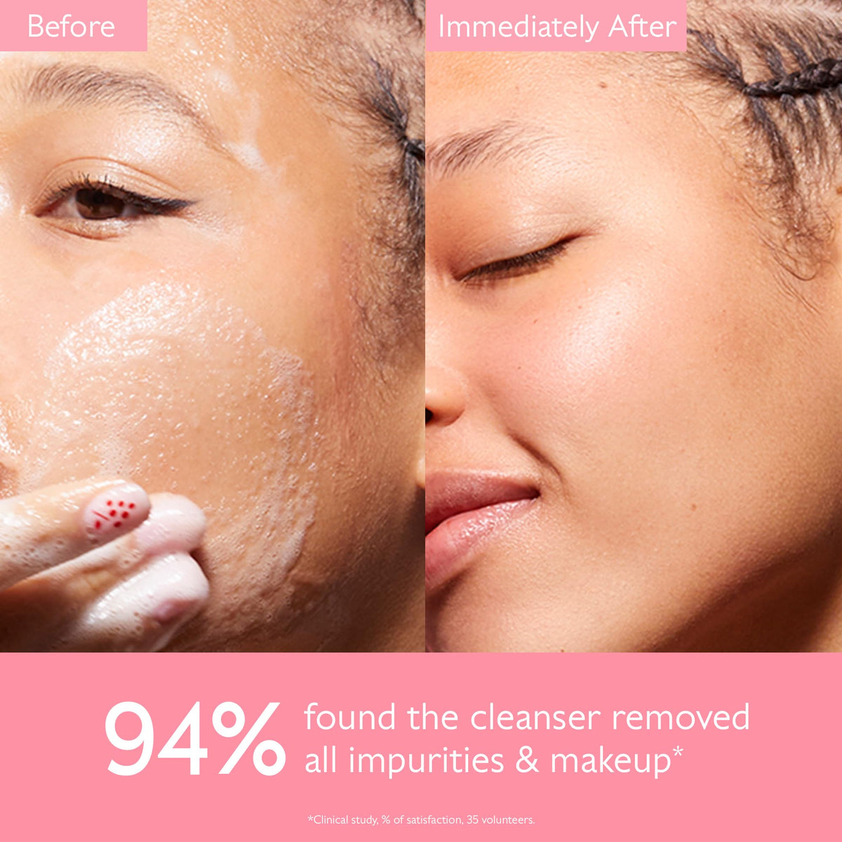 Caudalie pump and label detail highlighting gentle formula benefits
