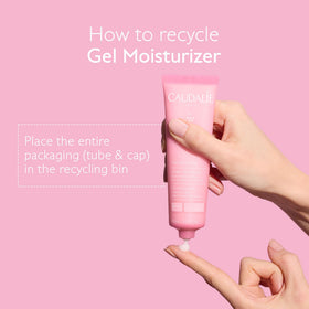 60 mL Caudalie tube beside common items showing travel-friendly benefit