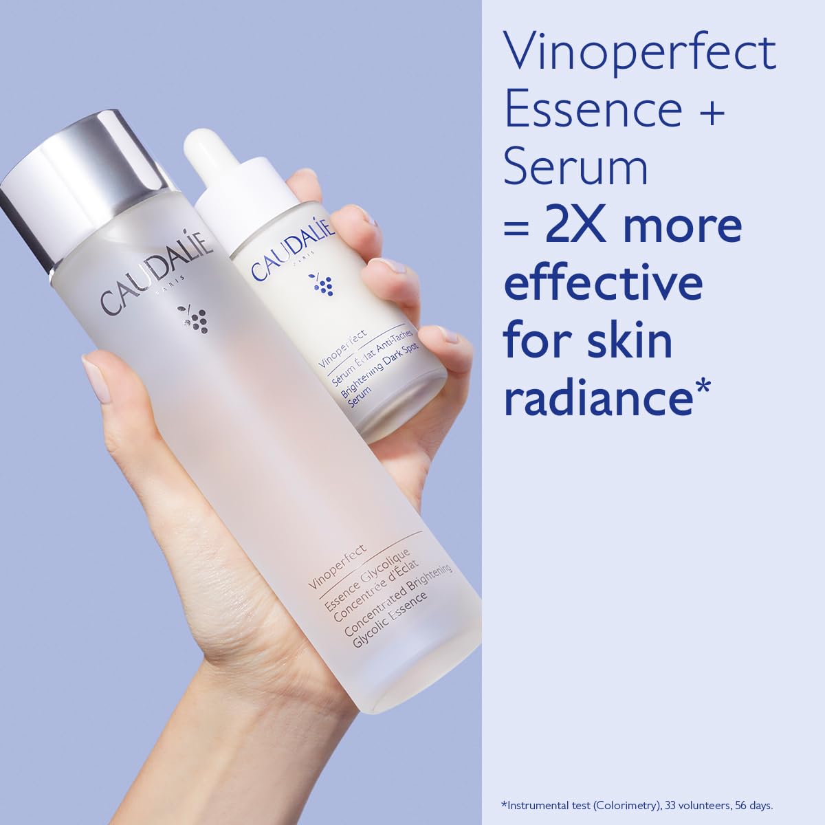 Caudalie Vinoperfect label close-up highlighting ingredients and usage guidance