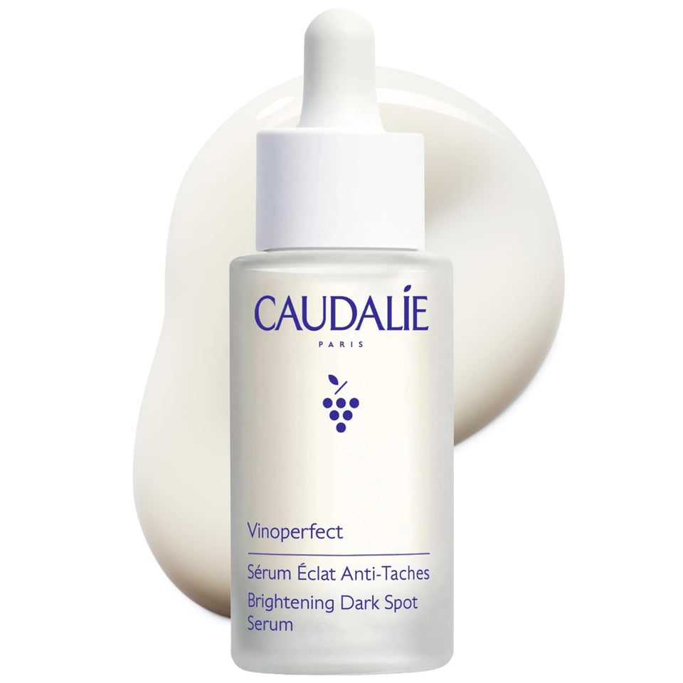 Caudalie bottle front packaging showing Vinoperfect serum benefits