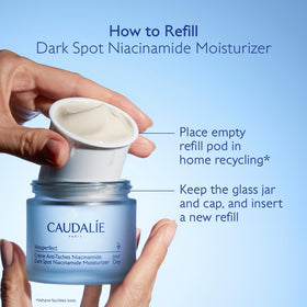 Caudalie moisturizer on bathroom vanity showing daily routine use