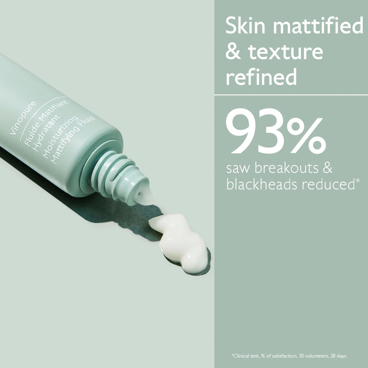 Caudalie Vinopure applied to hand illustrating non-greasy finish