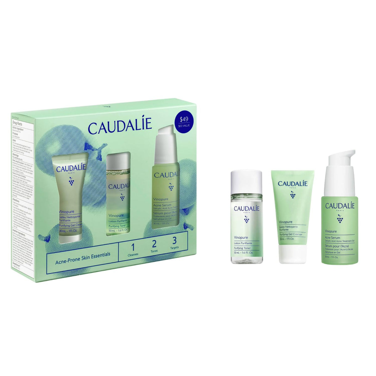 Caudalie Vinopure full-size serum front view showing packaging and benefits
