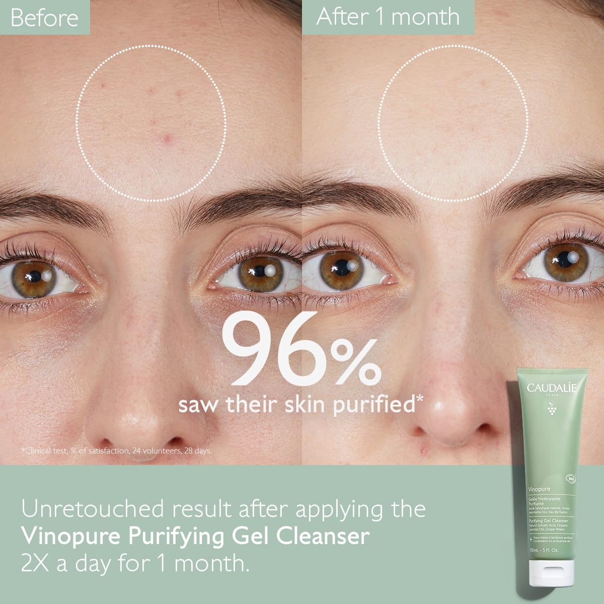 Caudalie Vinopure gel texture closeup showing lightweight consistency