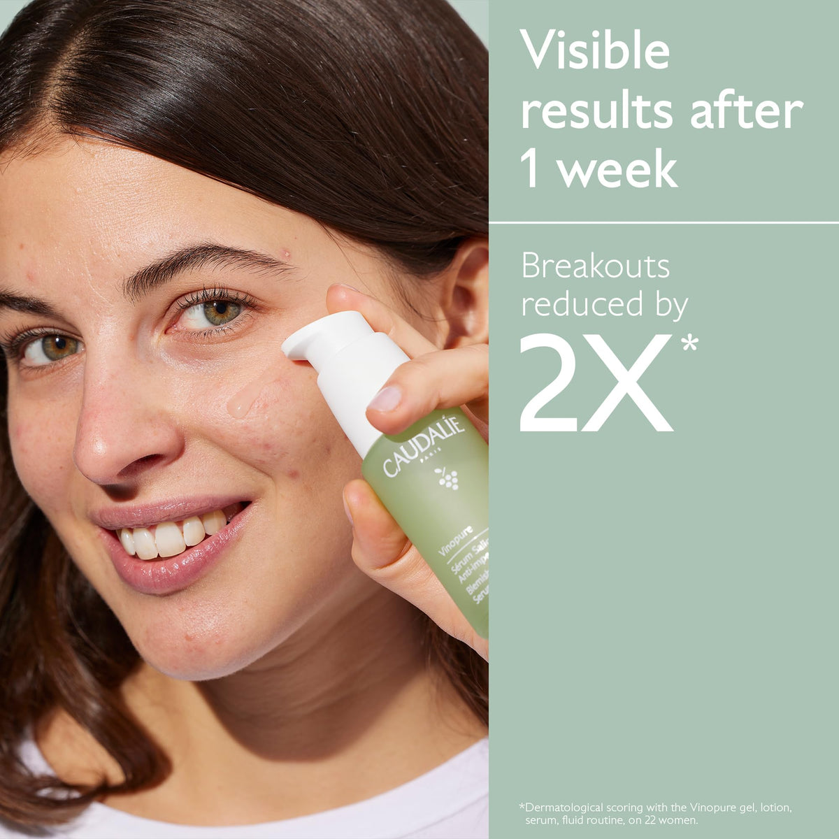 Caudalie Vinopure pipette dispensing a drop illustrating hygienic, controlled application