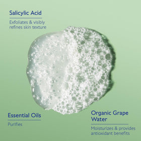 Caudalie gel poured into hand creating a light foam to lift oil and impurities