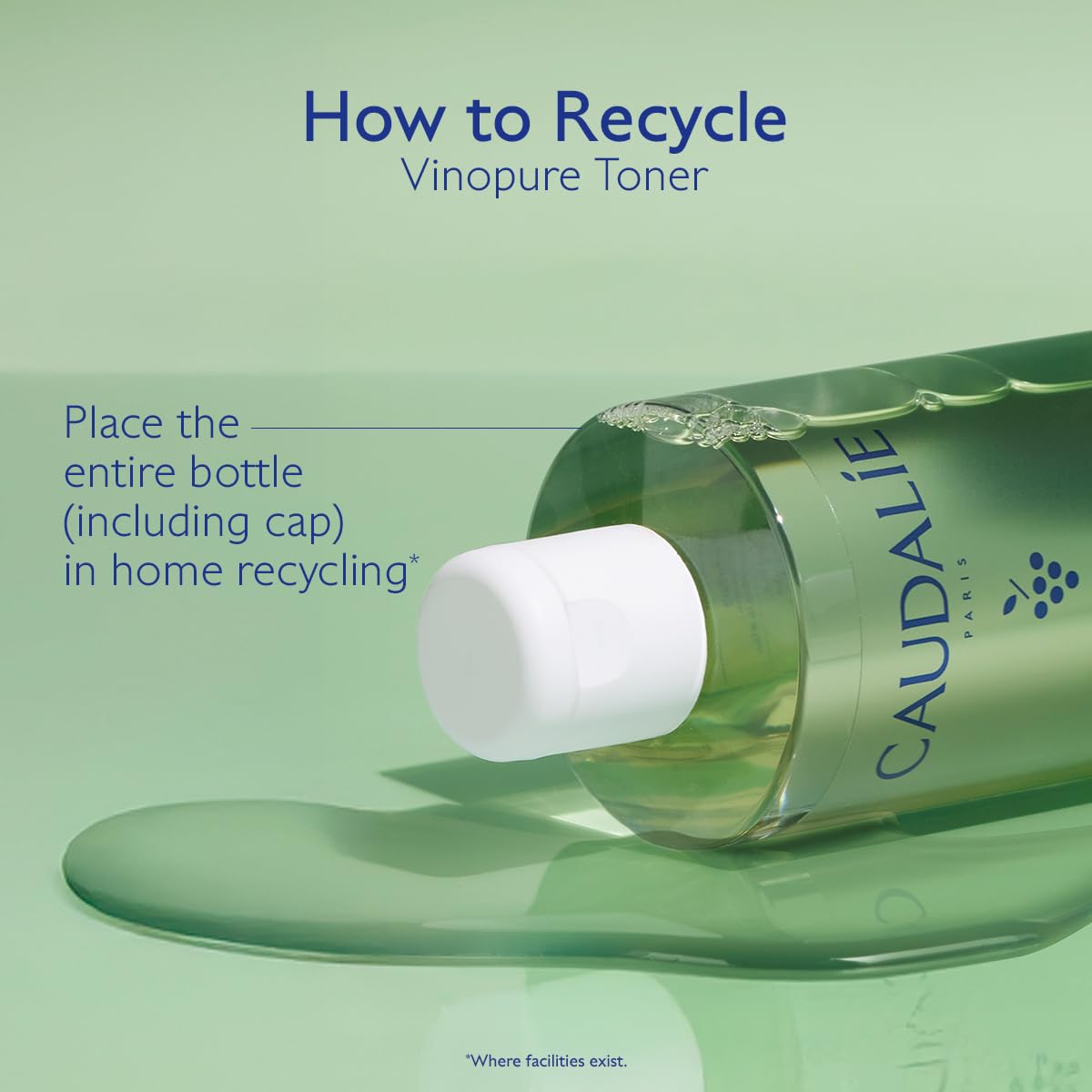 Caudalie Vinopure next to common objects demonstrating 400ml size and value