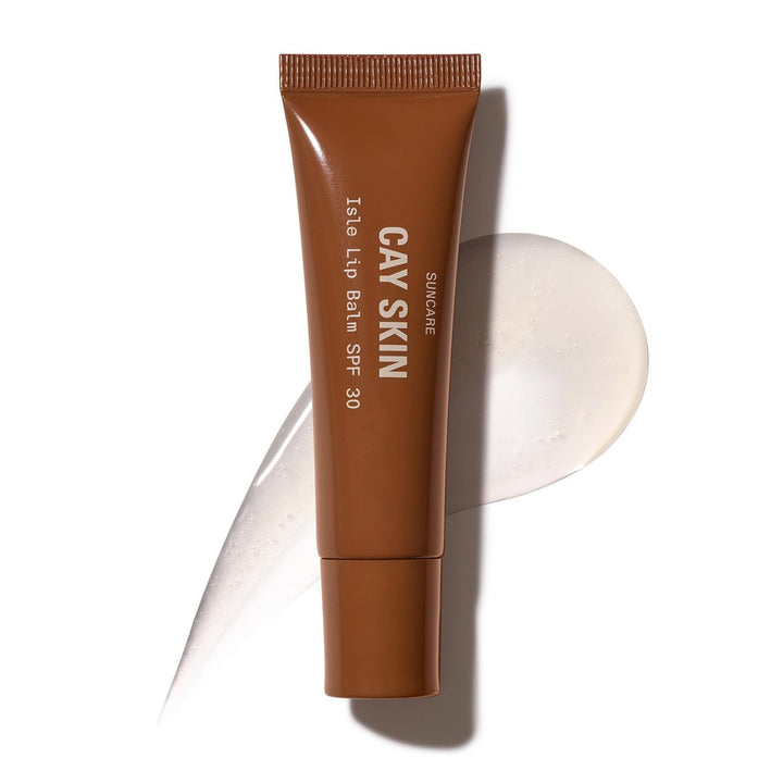 Cay Skin front packaging showing clear glossy lip balm and SPF benefit
