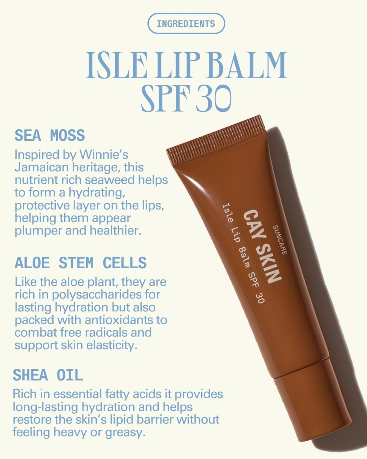 Cay Skin texture swipe showing sheer vanilla brown sugar tint
