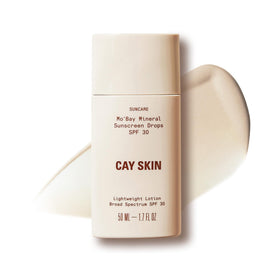 Cay Skin front packaging showing bottle and label for clear identity and portability