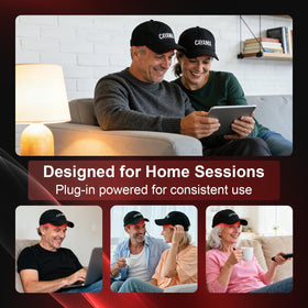 CAYAMA cap worn by user illustrating hands-free at-home convenience