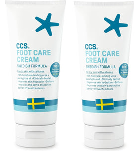 CCS foot care cream front packaging showing twin 175ml tubes and benefits