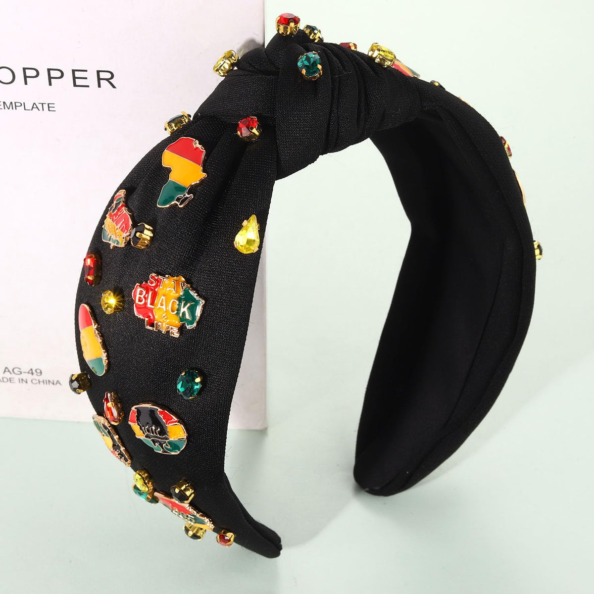 CEALXHENY side profile of top-knot headband showing comfortable fit and style