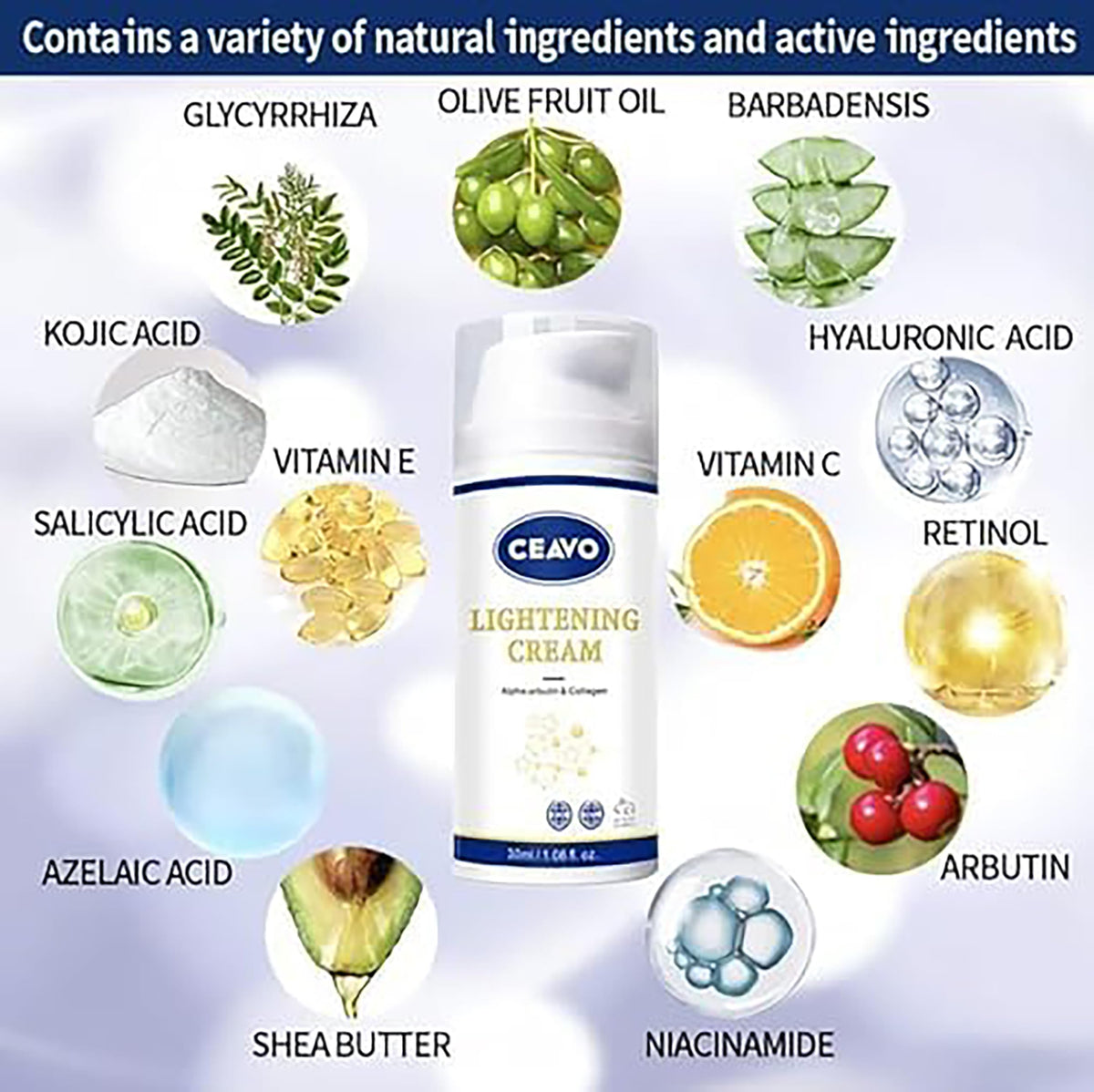 Ceavo ingredients label close-up highlighting formulation transparency