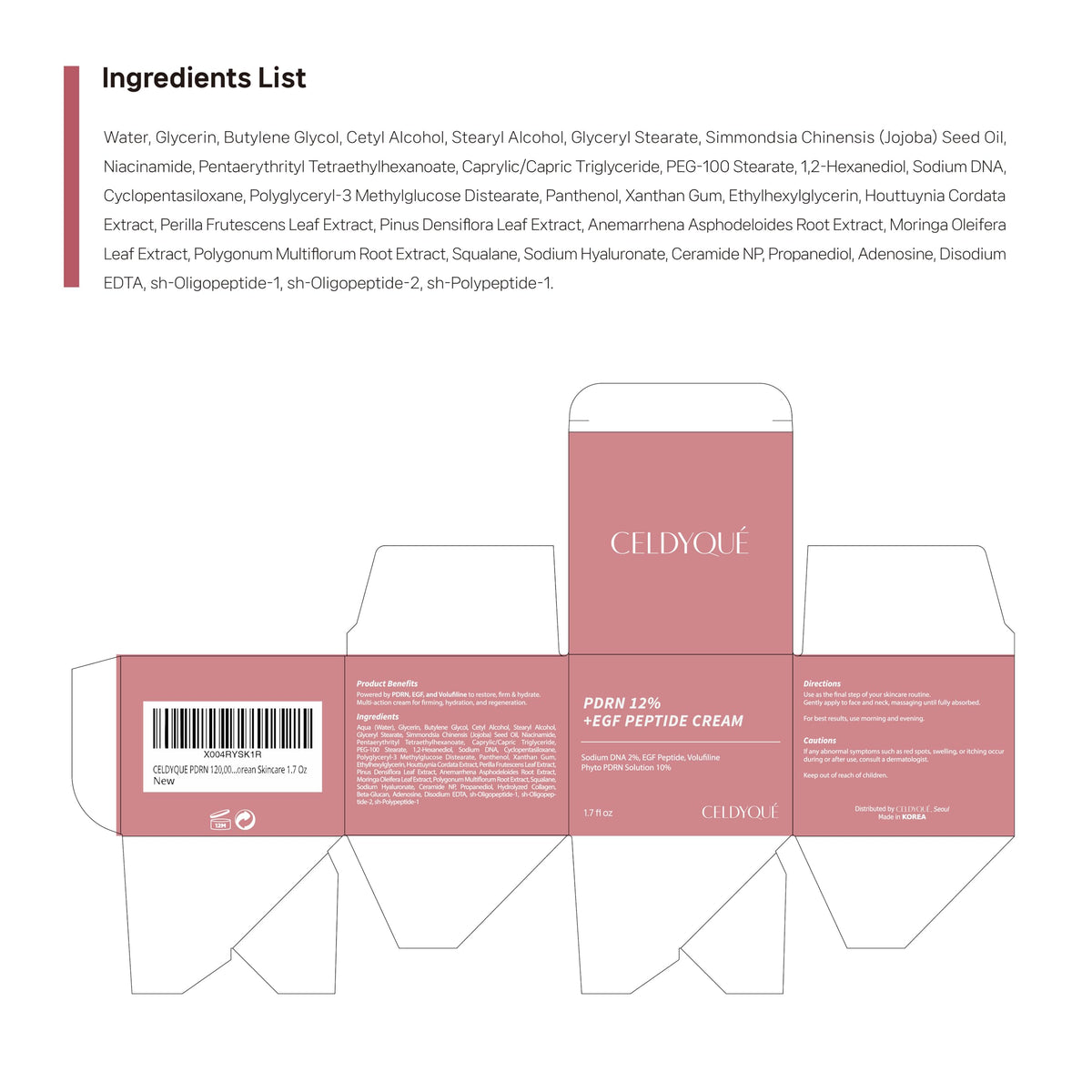 CELDYQUE conceptual before and after display suggesting firmer, smoother appearance