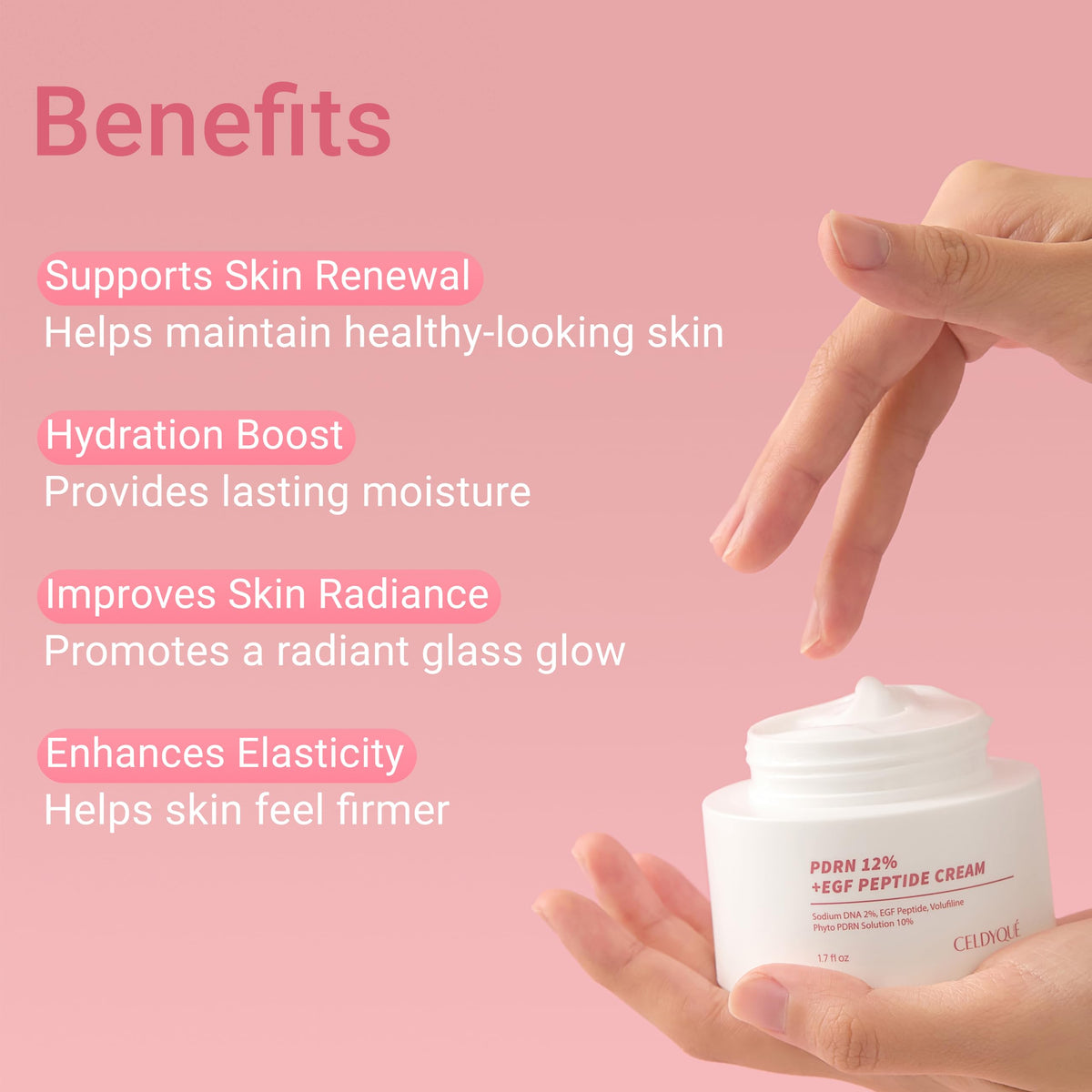 CELDYQUE cream open jar top view highlighting creamy consistency and overnight nourishment